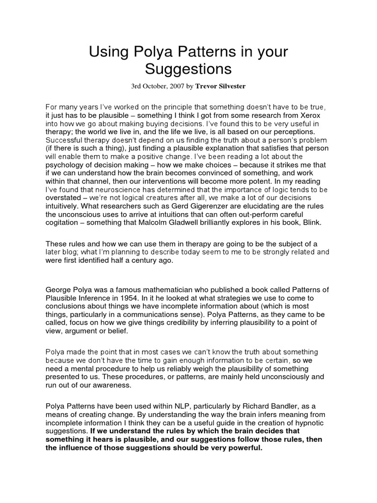 Using Polya Patterns in Your Suggestions | PDF | Inference | Epistemology