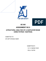 AE 640 Assignment No 8: (Structural Analysis of A Cantilever Beam Using Patran / Nastran)