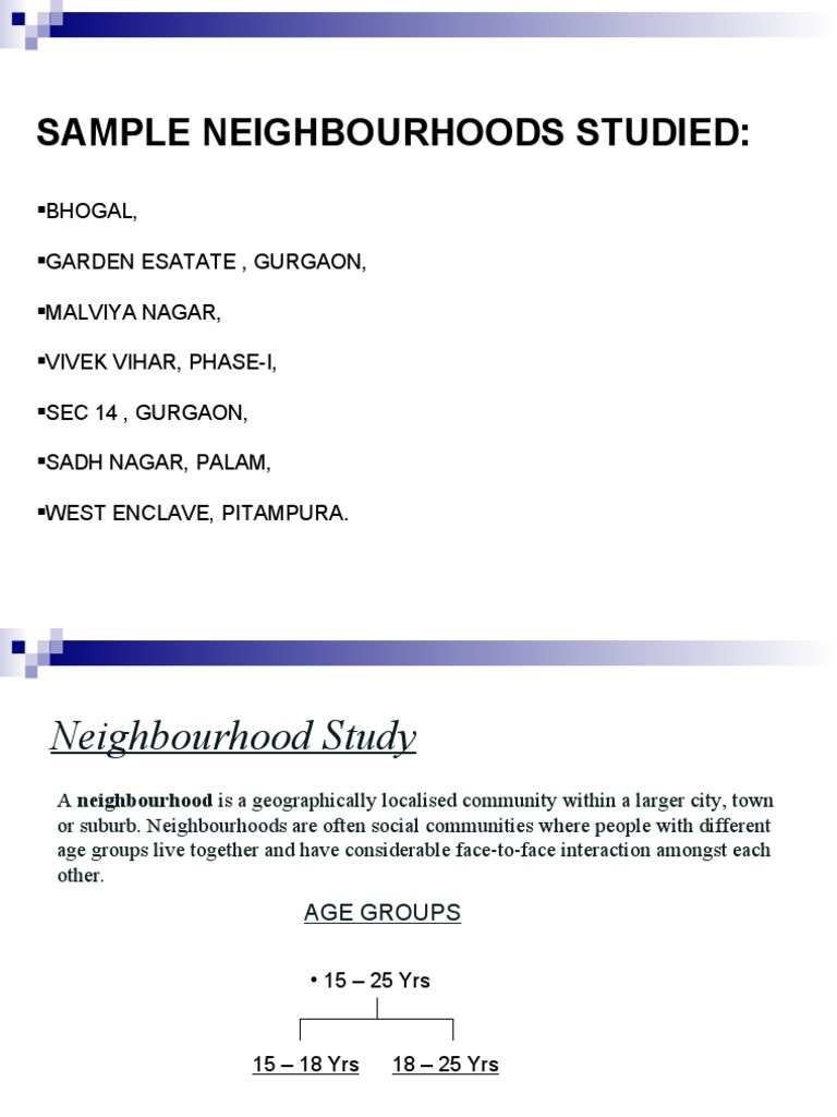 Neighbourhood Dynamics and Age Groups | PDF