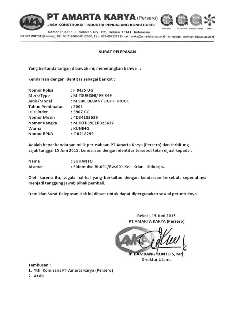 Surat Pelepasan Pdf