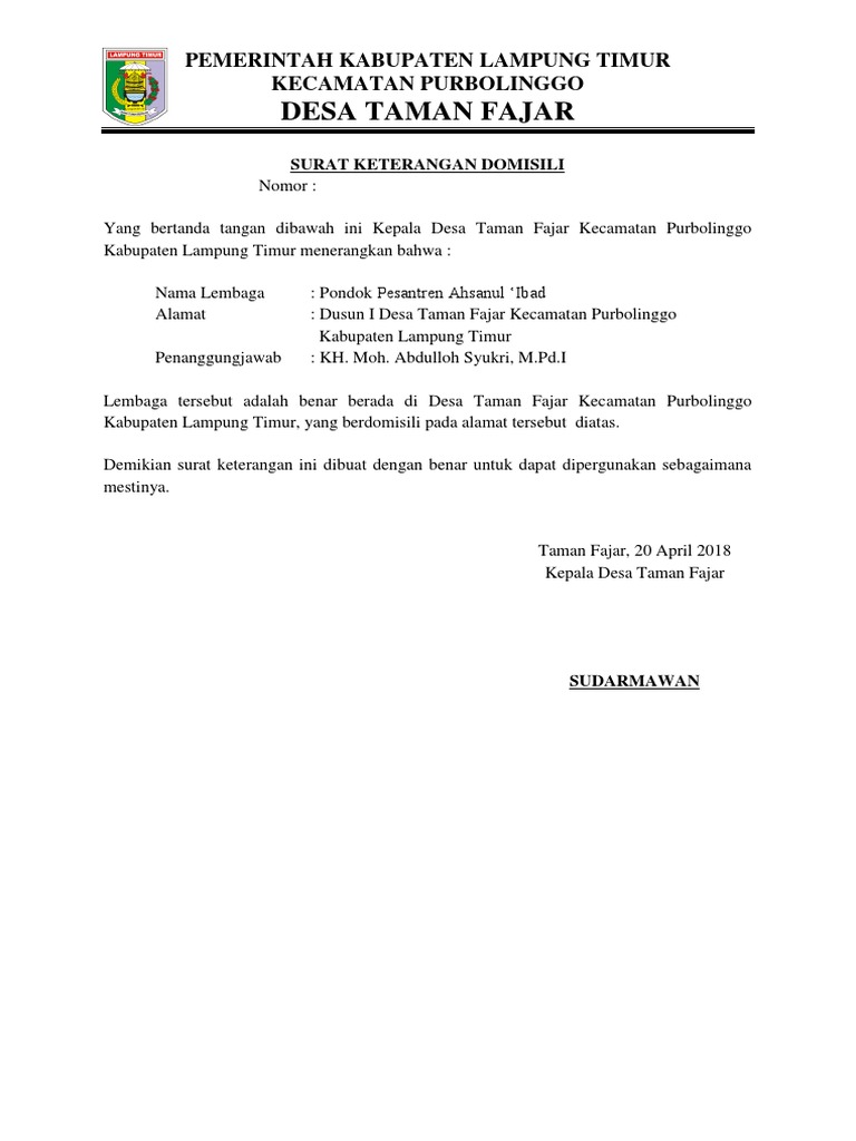 Surat Keterangan Domisili