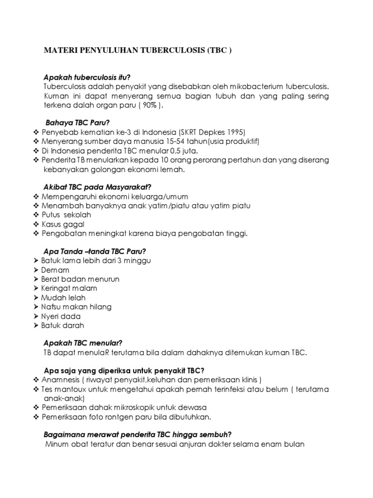 Materi Penyuluhan Tuberculosis Tbc