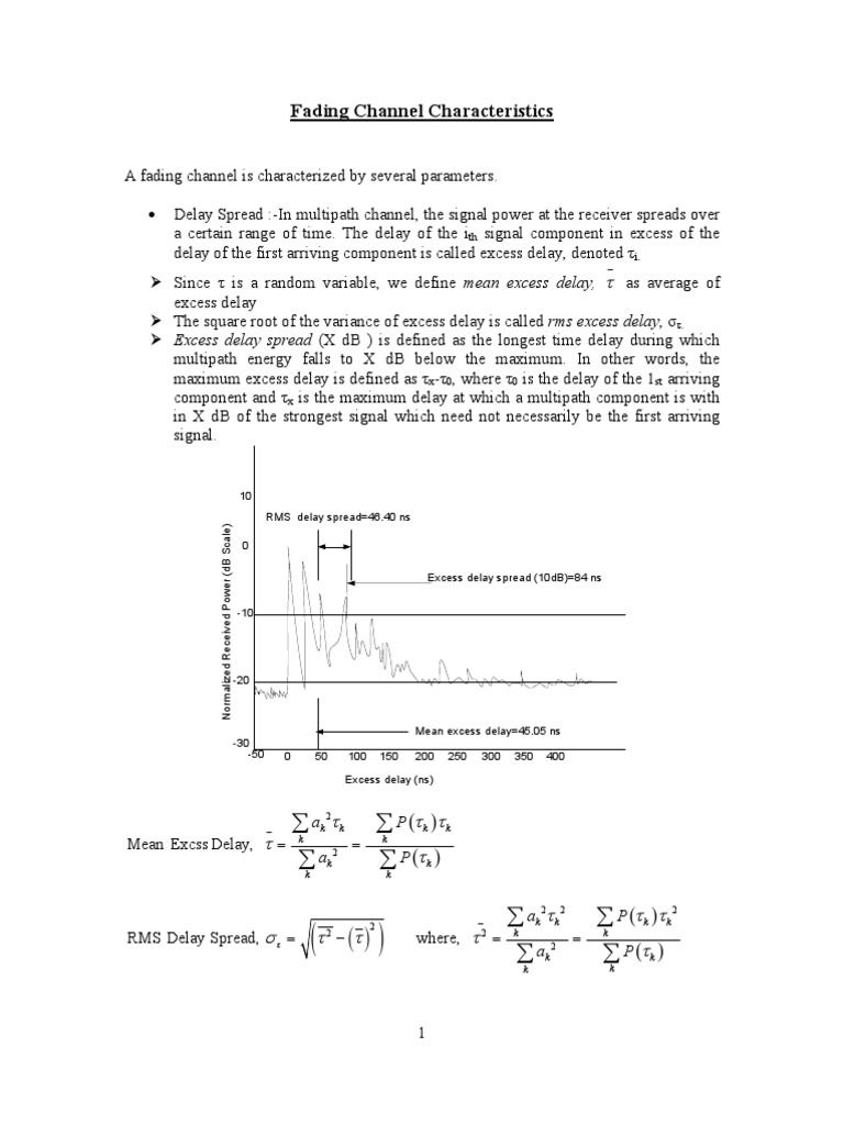 Delay Spread in Fading Channels | PDF | Normal Distribution | Bandwidth ...