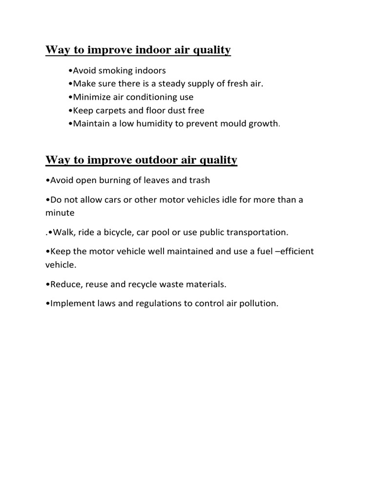 Way To Improve Indoor Air Quality | PDF