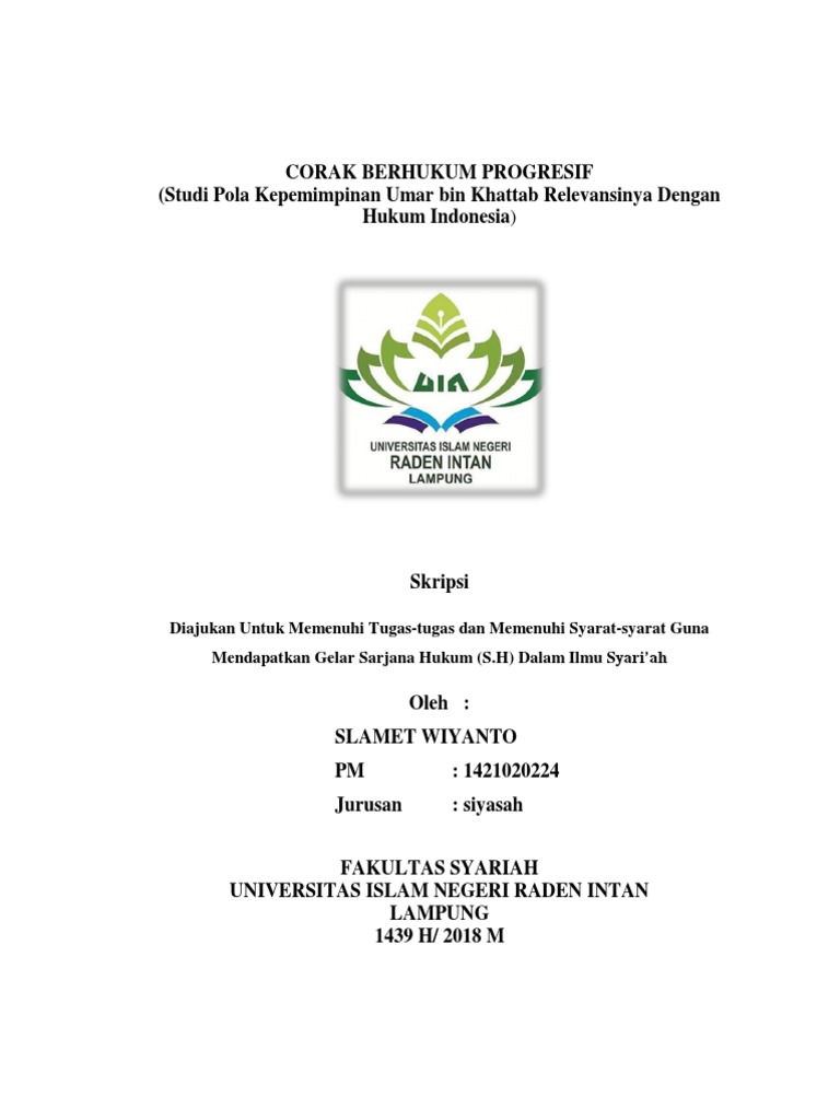 Cover Skripsi Uin Lampung Ide Judul Skripsi Universitas