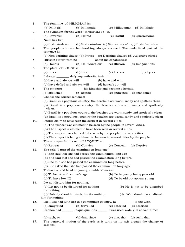 English (MCQS) | PDF | Grammar | Linguistic Morphology