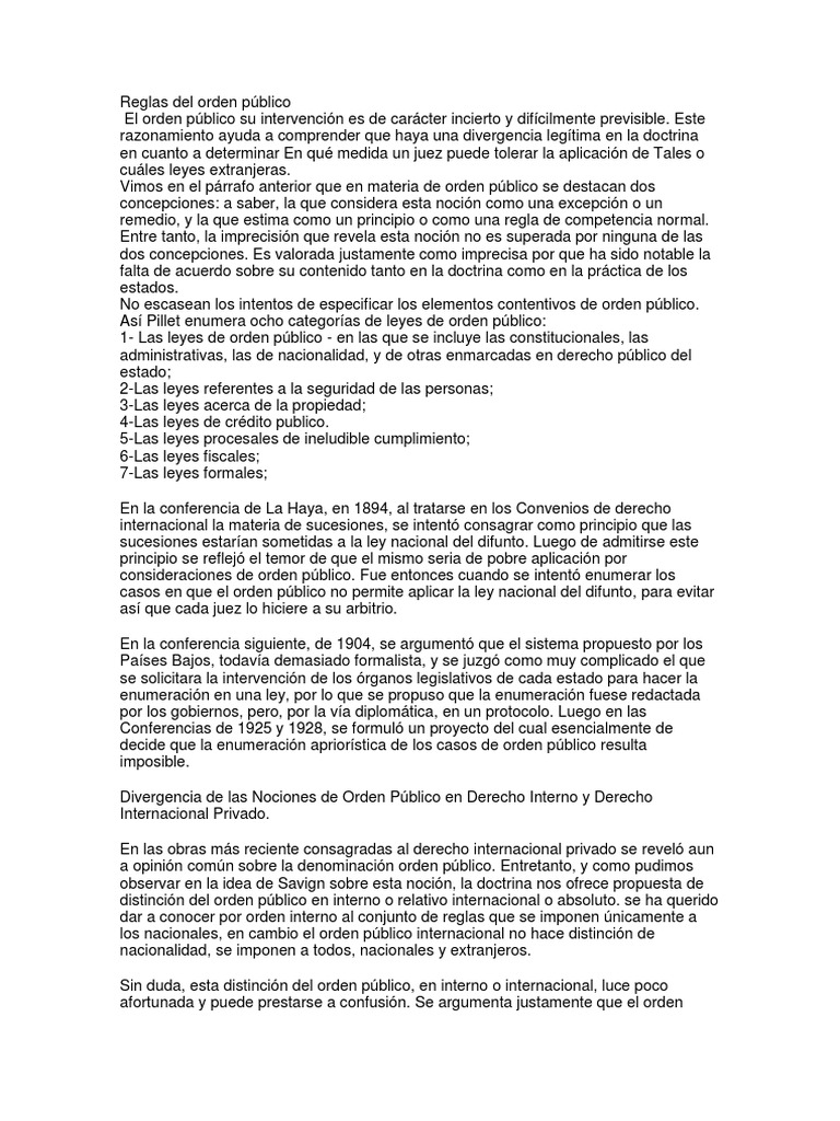 Reglas Del Orden Público PDF Doctrina