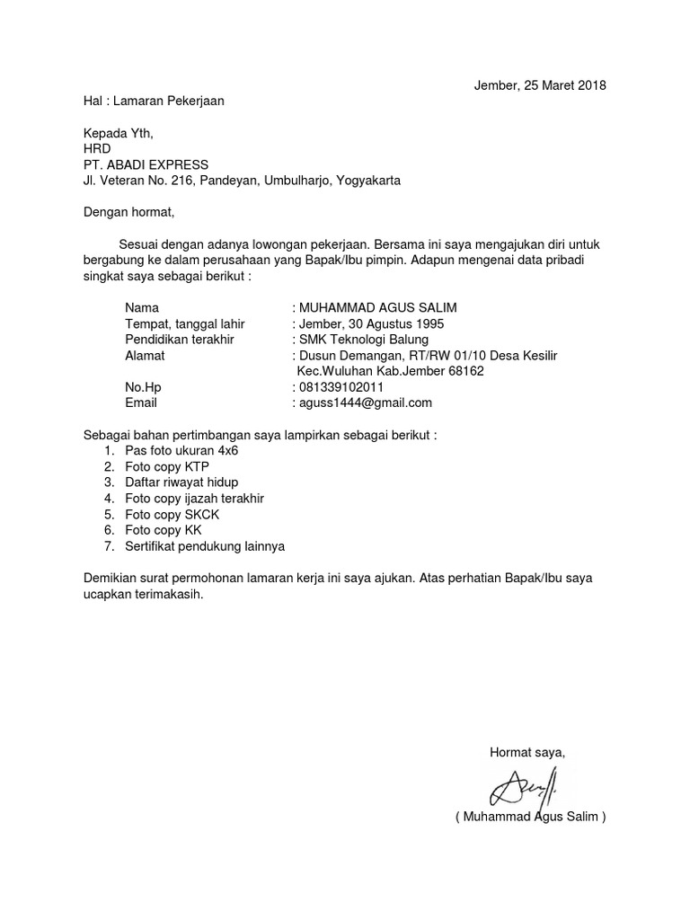 Surat Lamaran Tiki Pdf