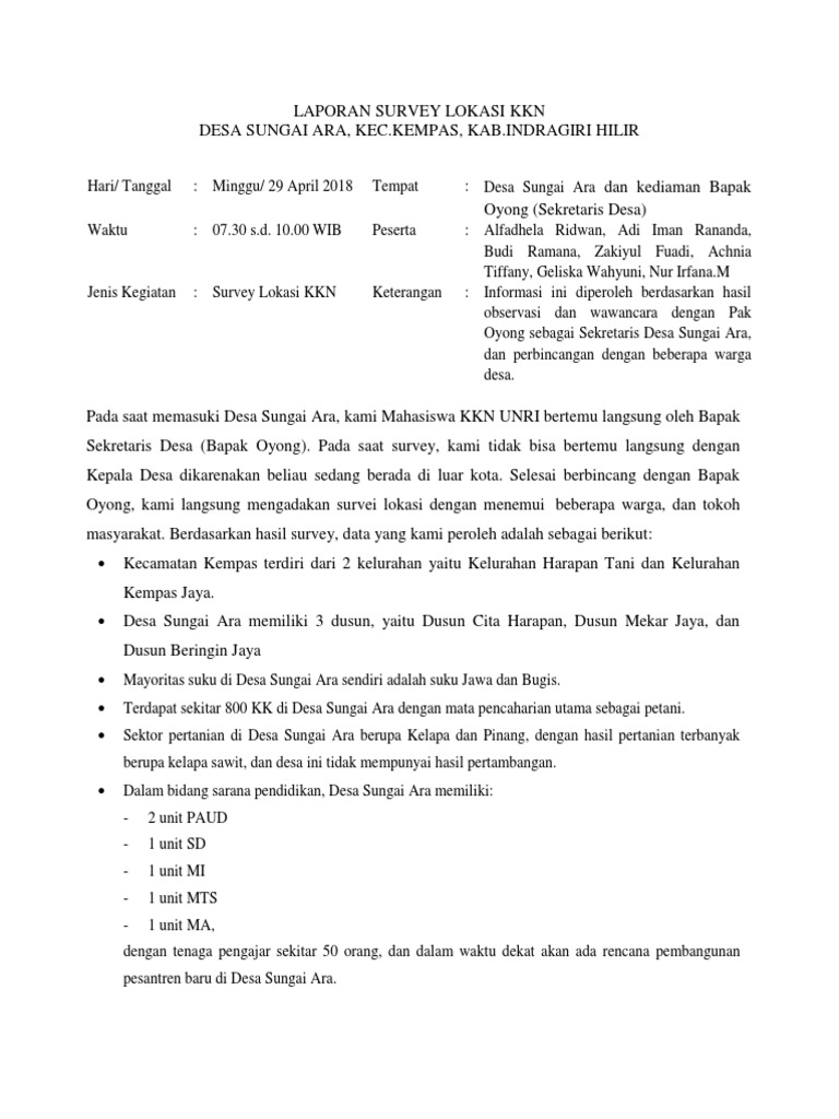 Contoh Laporan Hasil Survey Lokasi Books King