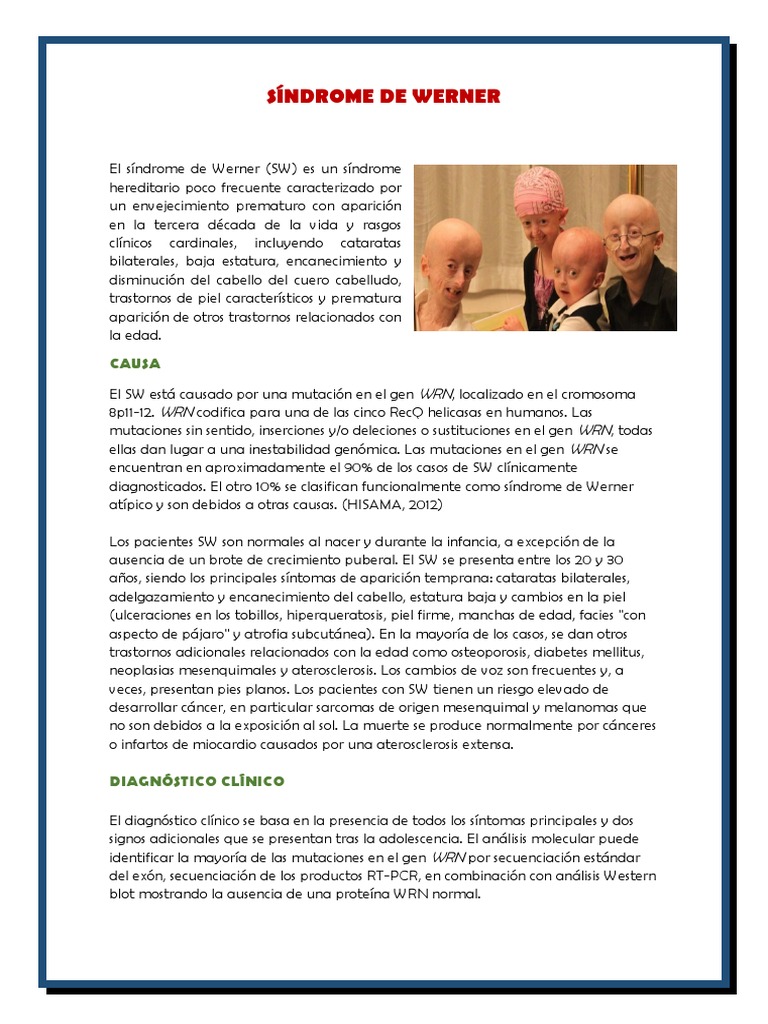 Síndrome de Werner: Causas y Diagnóstico | PDF | Medicina ...