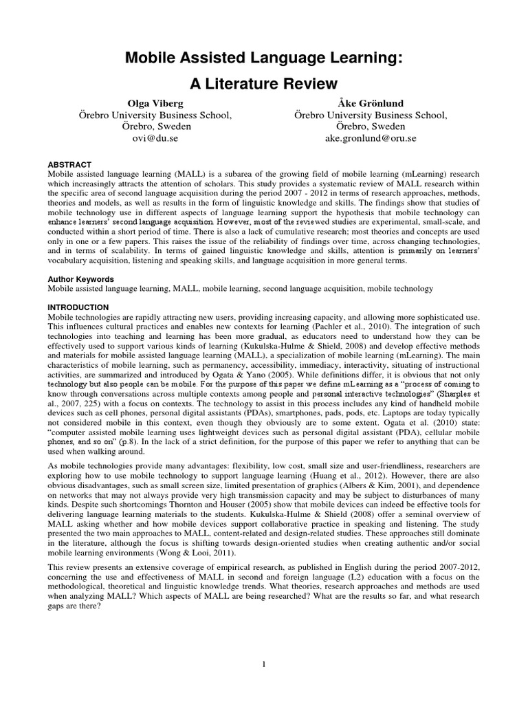 Mobile Language Learning Review | PDF | Language Acquisition | Second ...