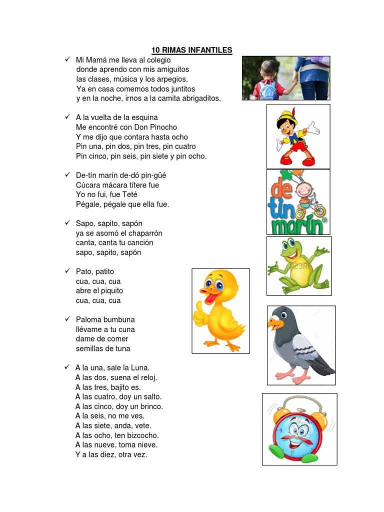 10 Rimas Cortas para Niños | PDF | Ocio | Deportes