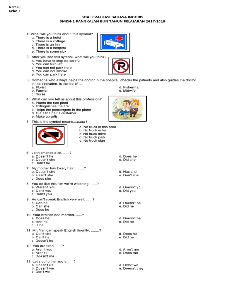 Soal Evaluasi Bahasa Inggris Docx
