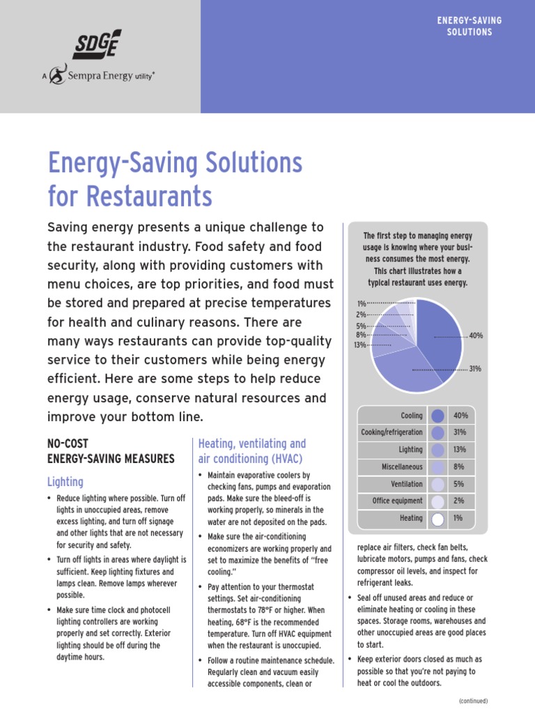Energy Saving Solutions in Restaurant PDF | PDF | Hvac | Refrigerator