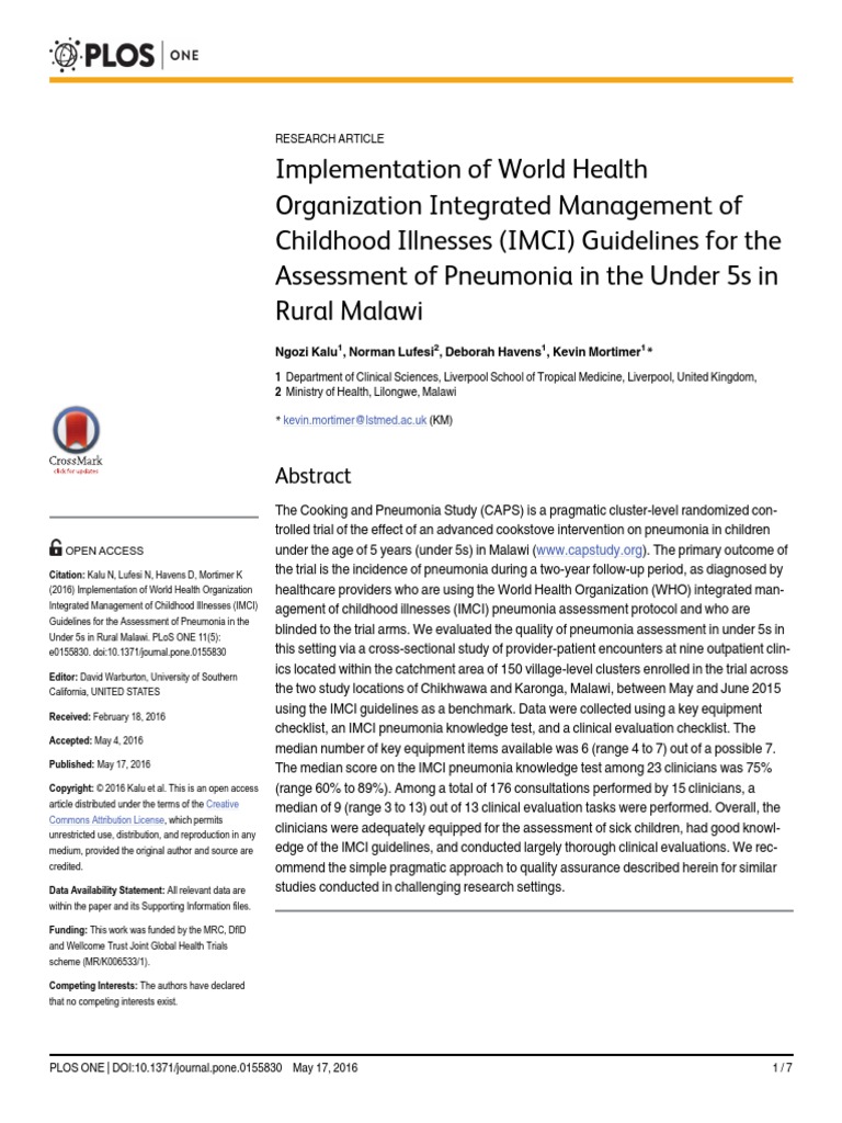 IMCI | PDF | Medical Diagnosis | Pneumonia