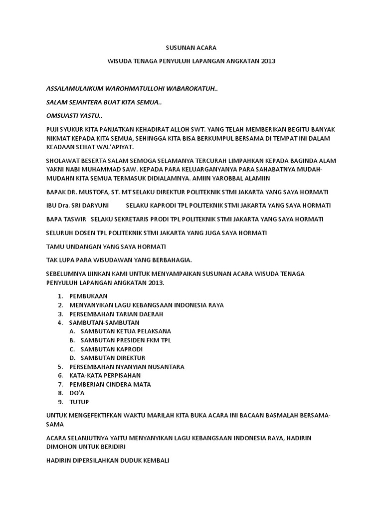 Susunan Acara Wisuda Pdf
