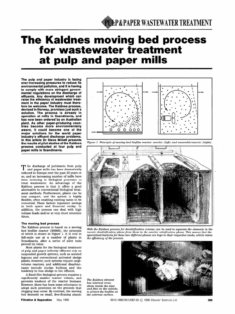 The Kaldnes Moving Bed Process For Wastewater Treatment at Pulp and
