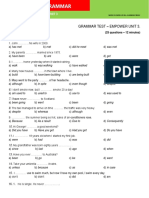 Grammar - Vocabulary Test Unit 3