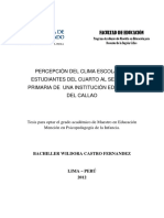 2012 - Castro - Percepción Del Clima Escolar en Estudiantes Del Cuarto Al Sexto de Primaria de Una Institución Educativa Del Callao