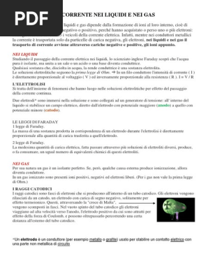 La Corrente Nei Liquidi e Nei Gas