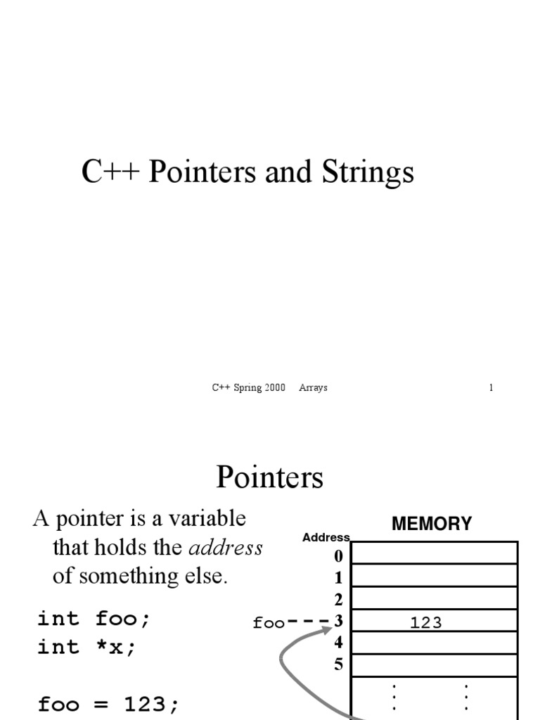 C++ Pointers and Arrays Guide | PDF | Pointer (Computer Programming ...