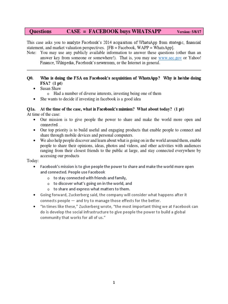 Facebook's $19B Acquisition of WhatsApp | PDF | Text Messaging | Facebook