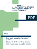 TEMA 1. Statistica - Instrument Al Cunoasterii Fenomenelor Social-economice