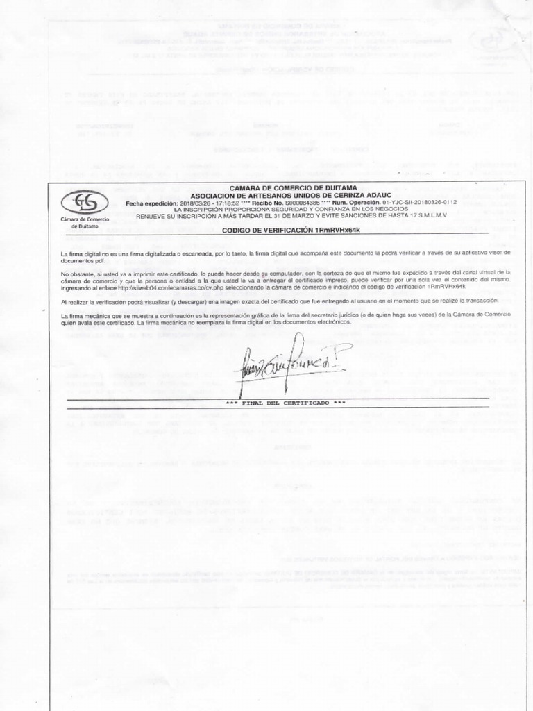 certificado de existencia