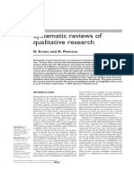 Systematic Reviews of Qualitative Research