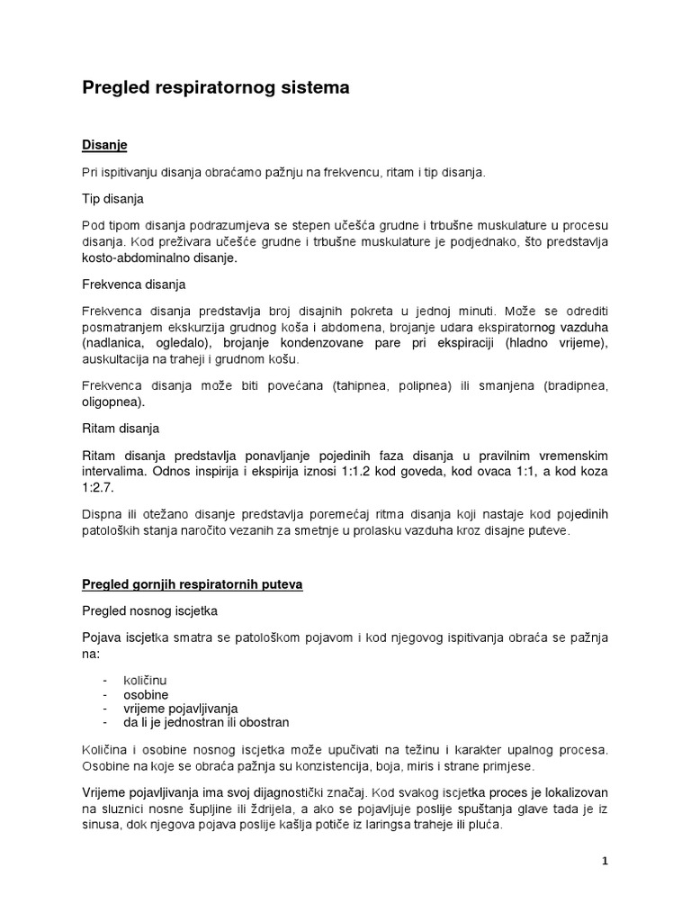 Pregled Respiratornog Sistema | PDF