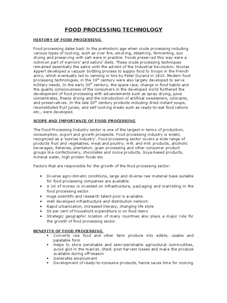 History of Food Processing PDF Food Preservation Food Processing