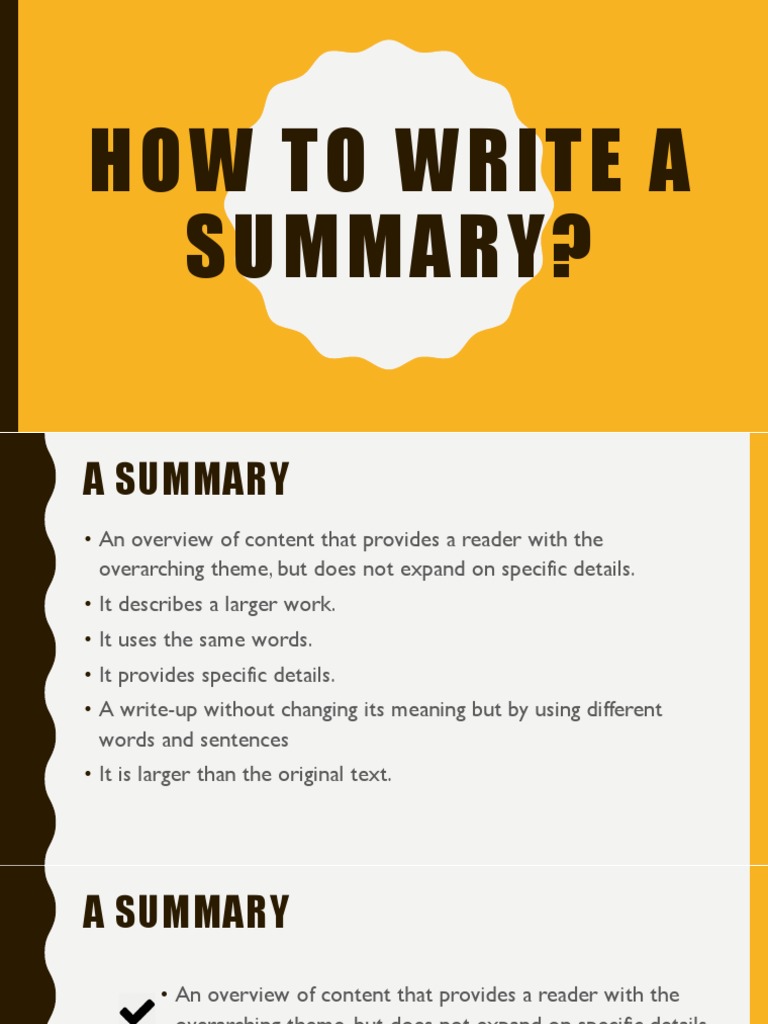 How To Write A Summary | PDF