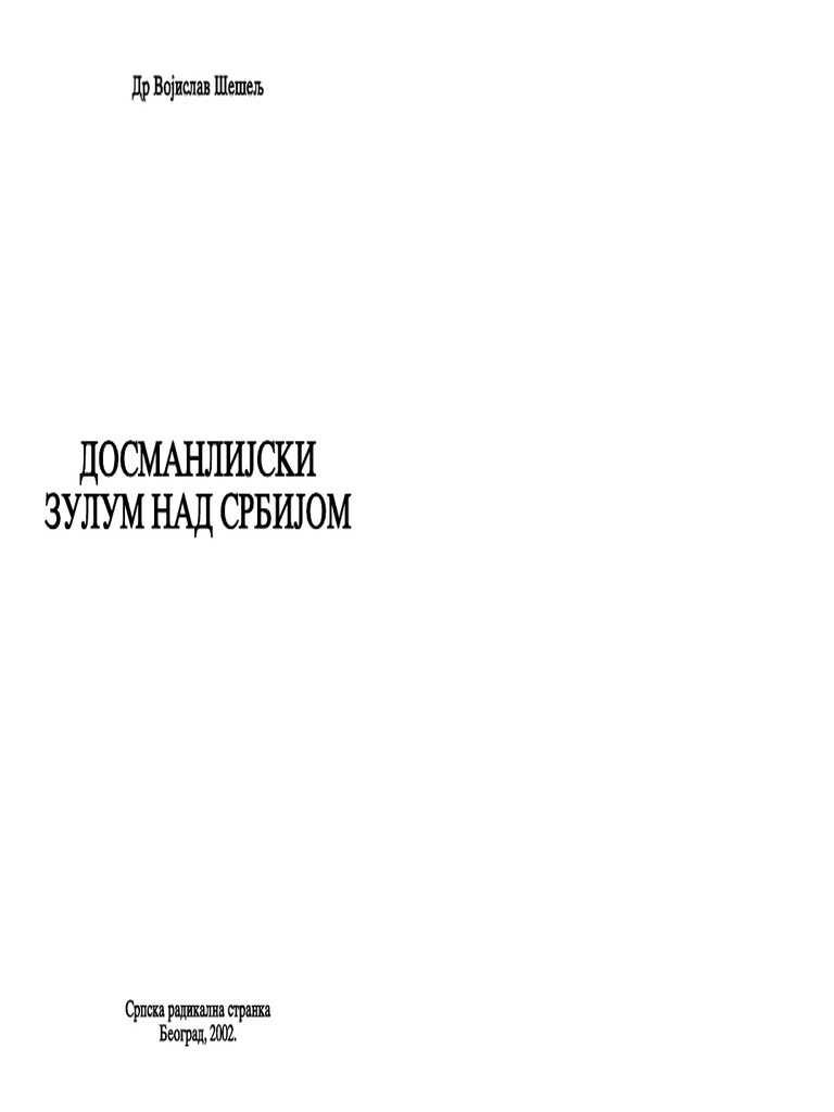 Dosmanlijski Zulum Nad Srbijom Pdf