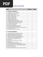 Test Project Setup Checklist