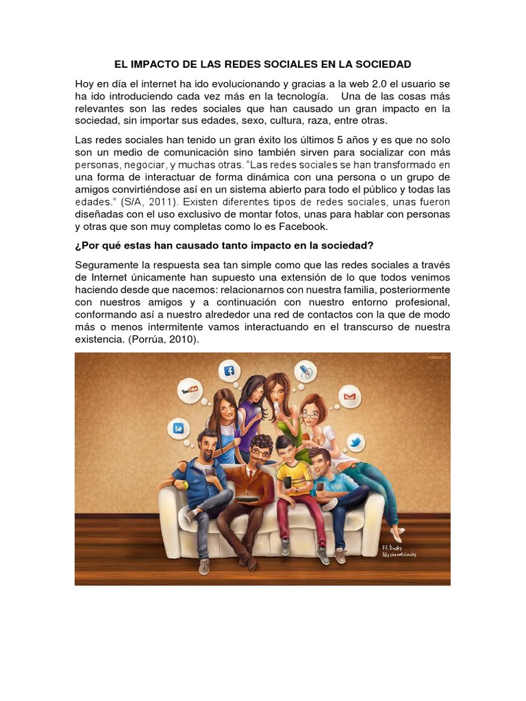 Impacto de las Redes Sociales en la Sociedad | PDF | Red social ...