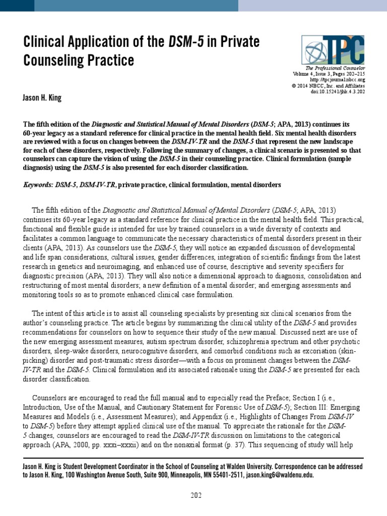 Clinical Application of The DSM-5 in Private Counseling | PDF ...