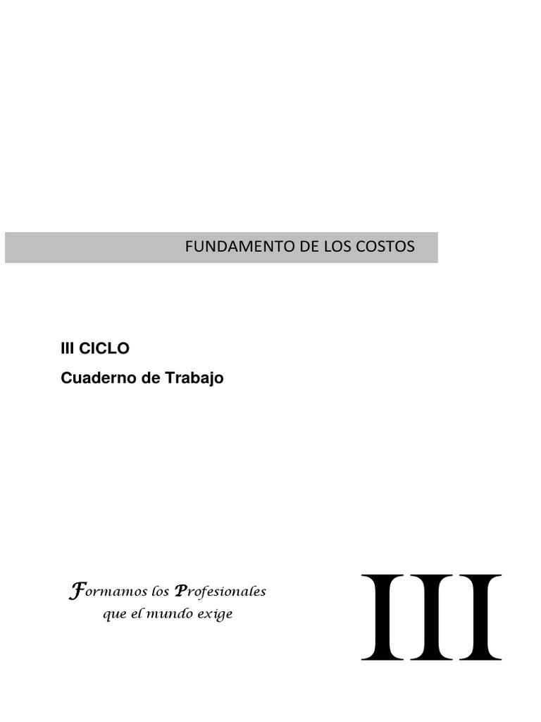 Fundamentos de Los Costos Ciclo III Costo Contabilidad