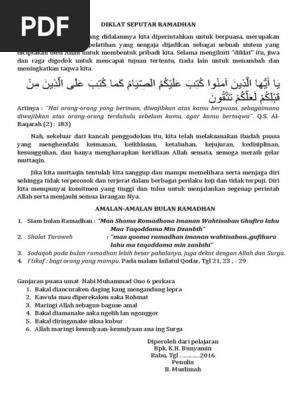 Diklat Seputar Ramadhan