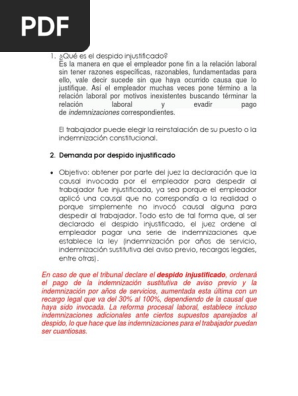 Despido Injustificado Docx Derecho Laboral Demanda Judicial