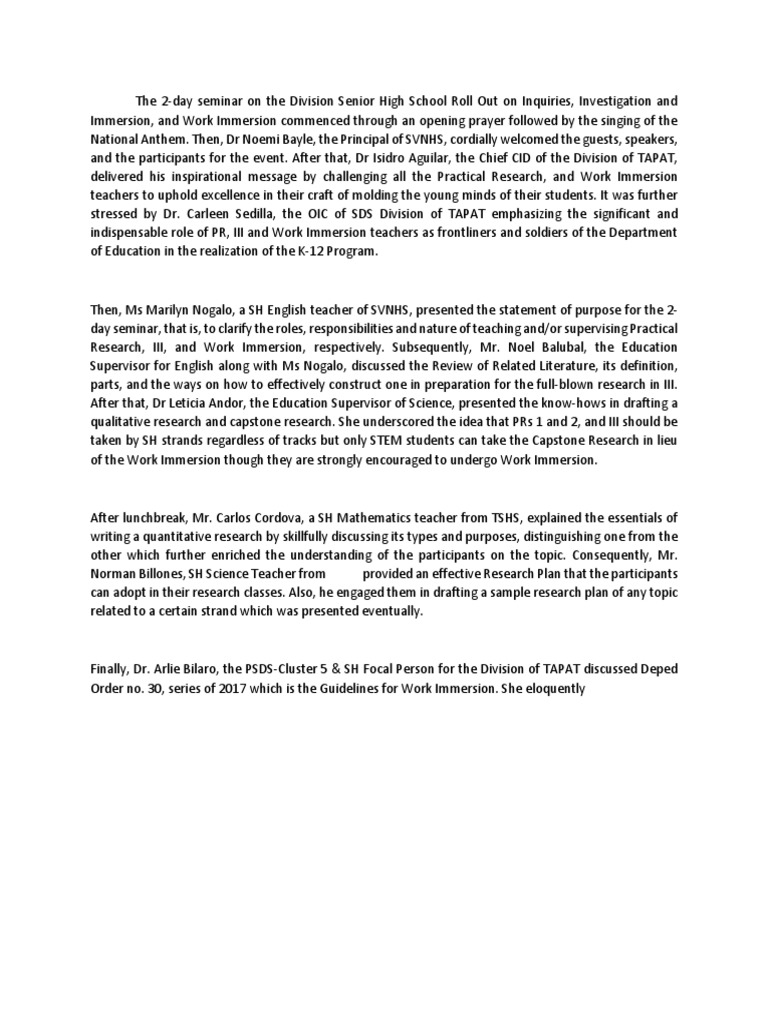 Recap Of Seminar Pdf Change Teachers