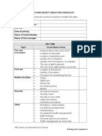 Health and Safety Induction - Checklist