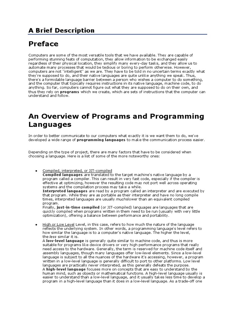 A Brief Description | PDF | Programming Language | C++