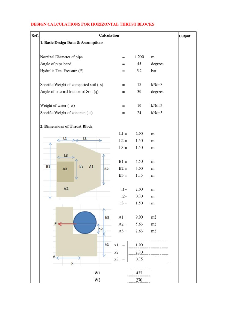 Thrust Block Design Calculations | PDF | Applied And Interdisciplinary ...
