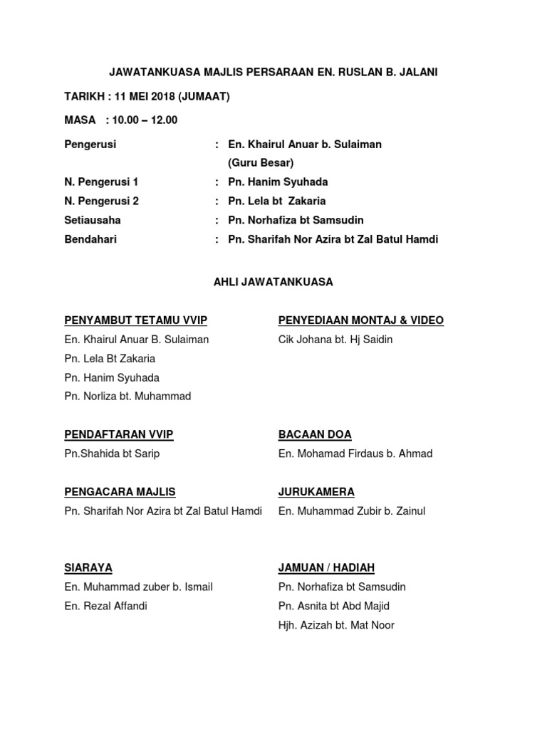 Jawatankuasa Majlis Persaraan En Pdf