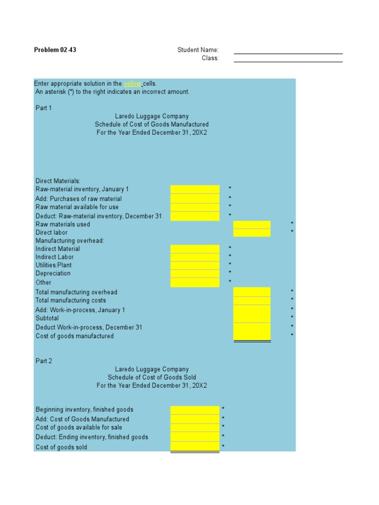 2 43 Excel Template Solution | PDF | Cost Of Goods Sold | Inventory
