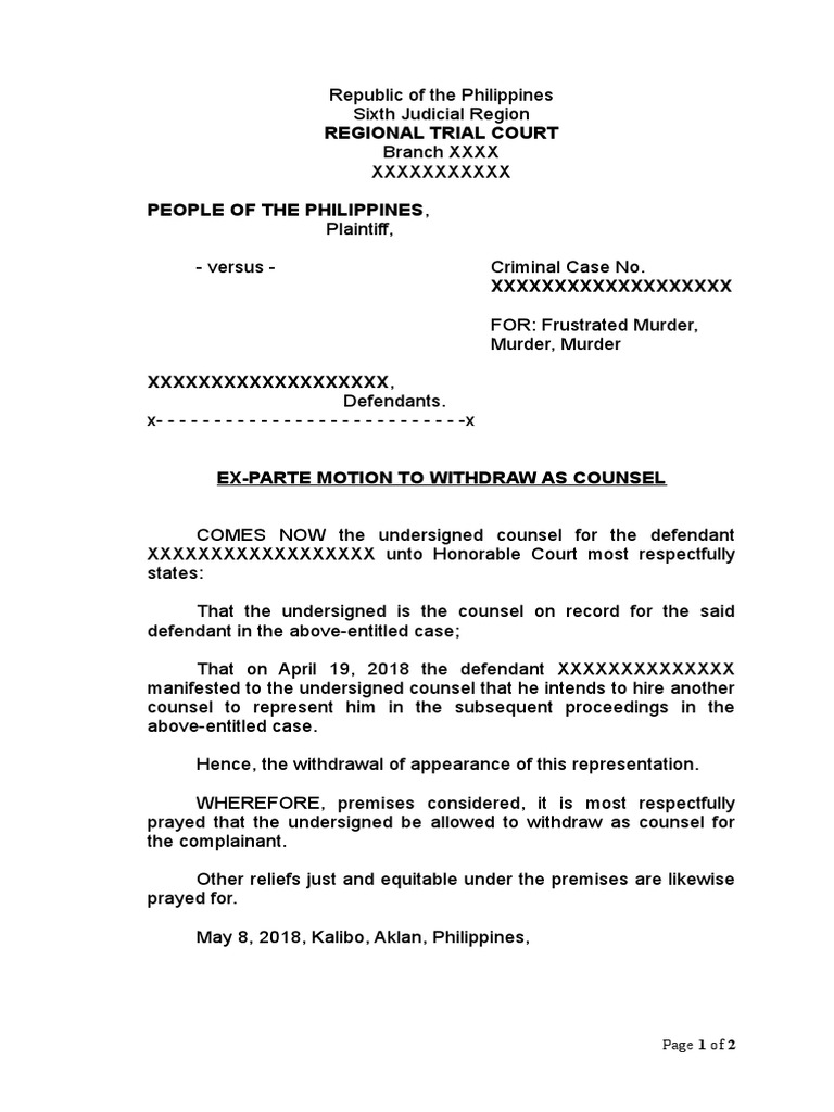 Motion To Withdraw As Counsel PDF