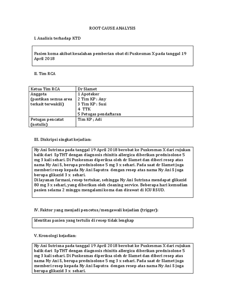Laporan RCA Kesalahan Obat Puskesmas X | PDF