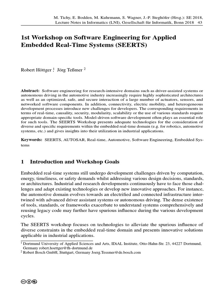 SEERTS Workshop on Embedded Systems | PDF | Embedded System | Real Time ...
