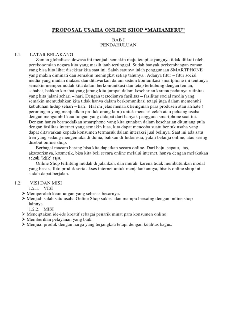Proposal Usaha Online Shop
