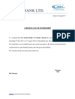 United Bank LTD.: Certificate of Internship